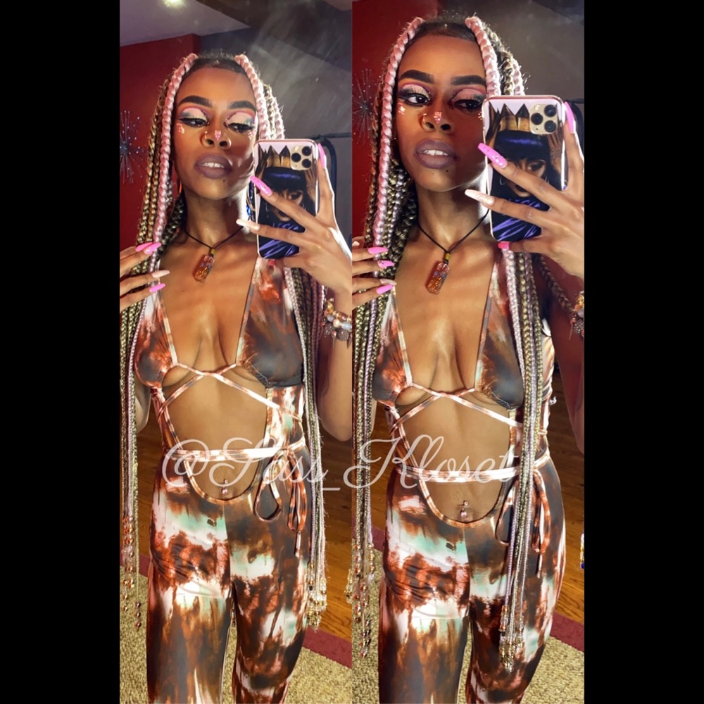 Brown 🤎Tie Dye Sleeveless Jumpsuit